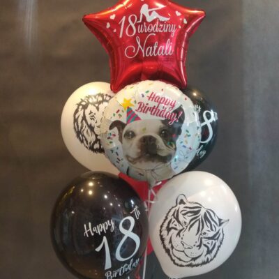 Bukiet balonowy z helem na 18. urodziny – dla miłośników zwierząt