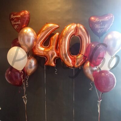 Kompozycja balonowa na 40 rocznicę ślubu z helem