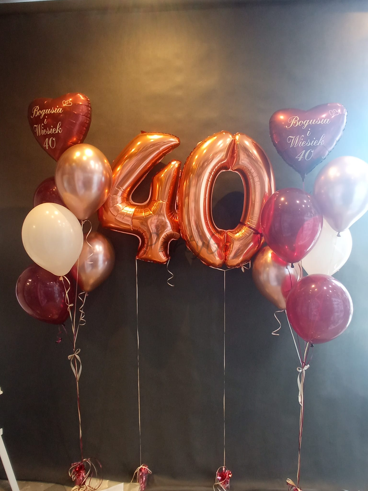 Kompozycja balonowa na 40 rocznicę ślubu z helem