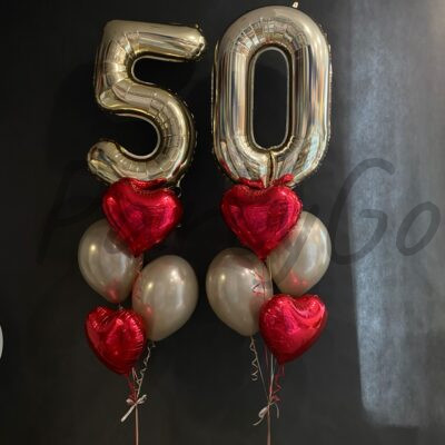 Kompozycja balonowa na 50 urodziny z helem