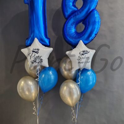 Kompozycja balonowa na 18 urodziny z helem