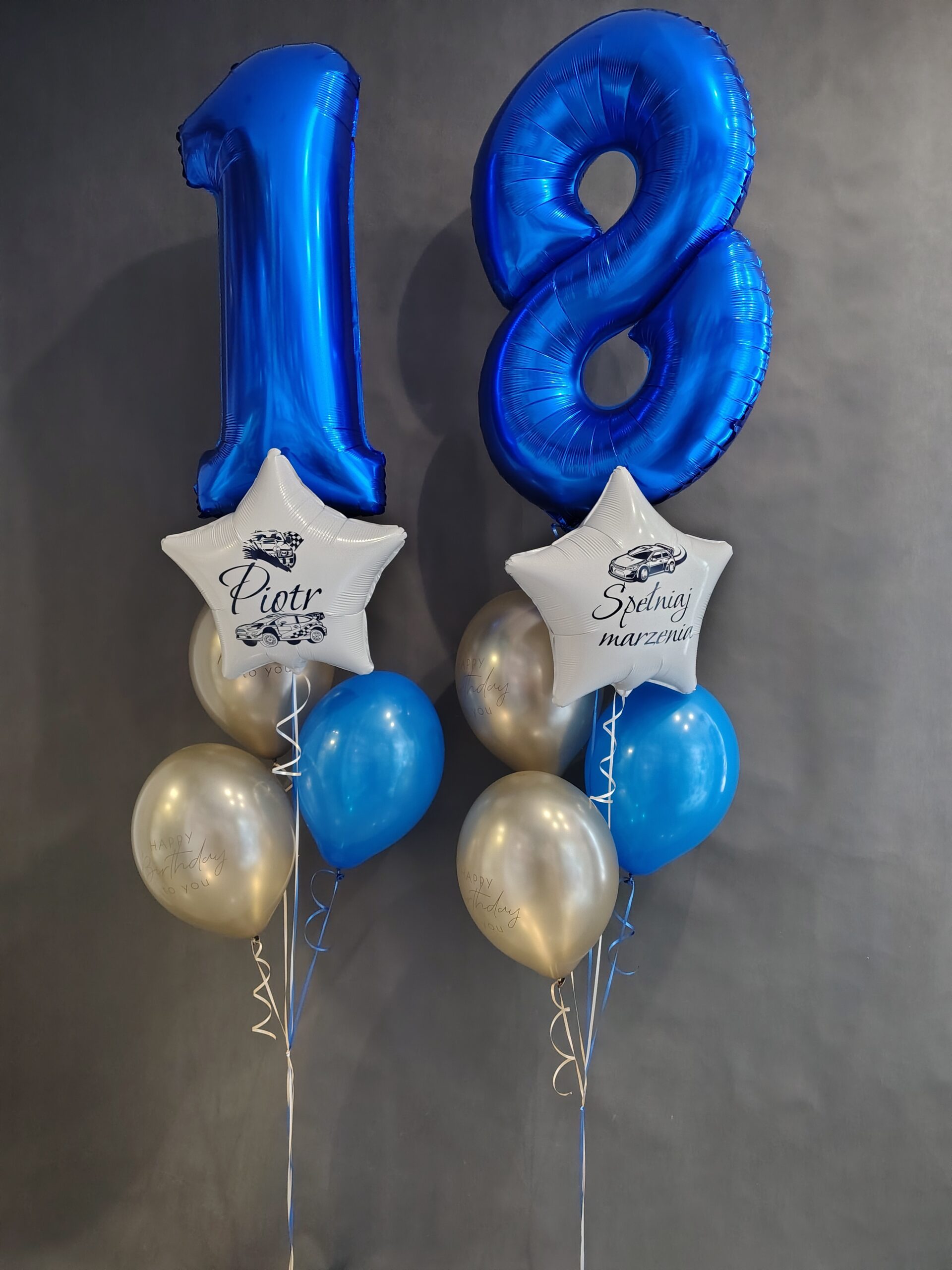 Kompozycja balonowa na 18 urodziny z helem