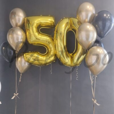 Kompozycja balonowa z helem na 50 urodziny