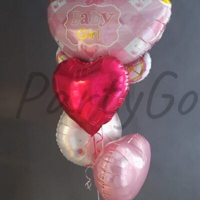 Bukiet balonowy na narodziny „Baby Girl” z helem