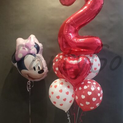 Kompozycja balonowa z helem na 2 urodziny