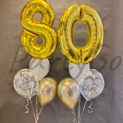 Kompozycja balonowa na 80 urodziny z helem