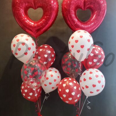 Bukiety balonowe na Walentynki z helem