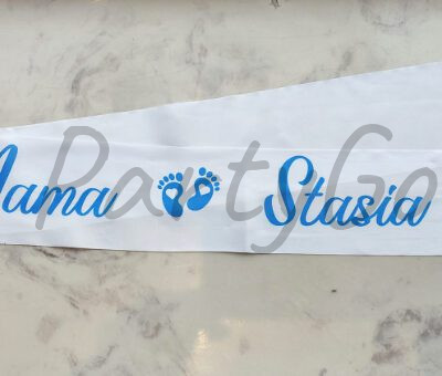 Spersonalizowana szarfa na Baby Shower