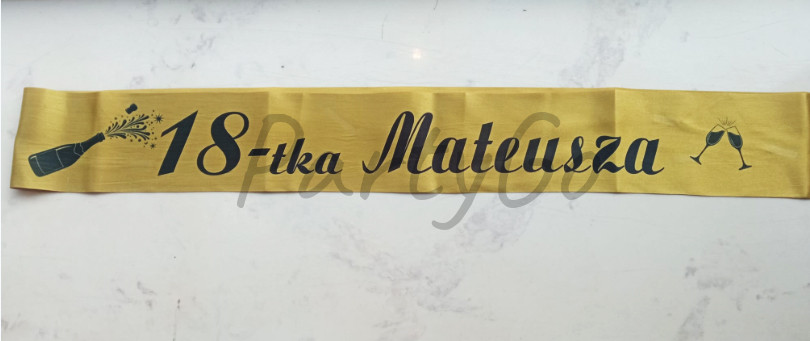 Spersonalizowana szarfa urodzinowa na 18 urodziny
